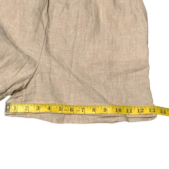 C&C CALIFORNIA Shorts L 100% Linen Beige Elastic Waist Pockets Classic - Picture 7 of 8